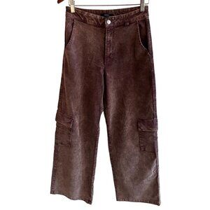 Womens Medium Brown‎ Corduroy Wide Bell Bottom Flare Stretch Pull Ons 90s